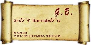 Gróf Barnabás névjegykártya